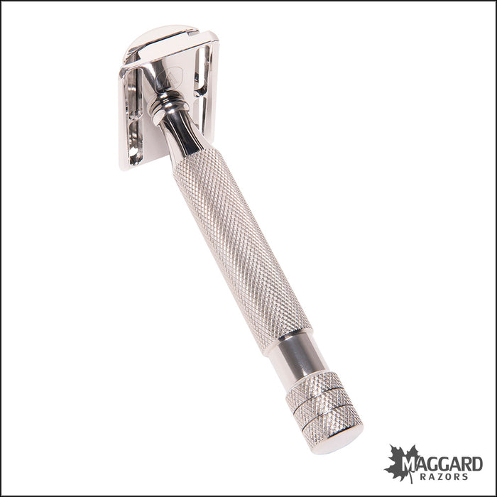 Above the Tie S1 Slant Stainless Steel Closed Comb DE Safety Razor with 90mm Handle, Polished Finish
