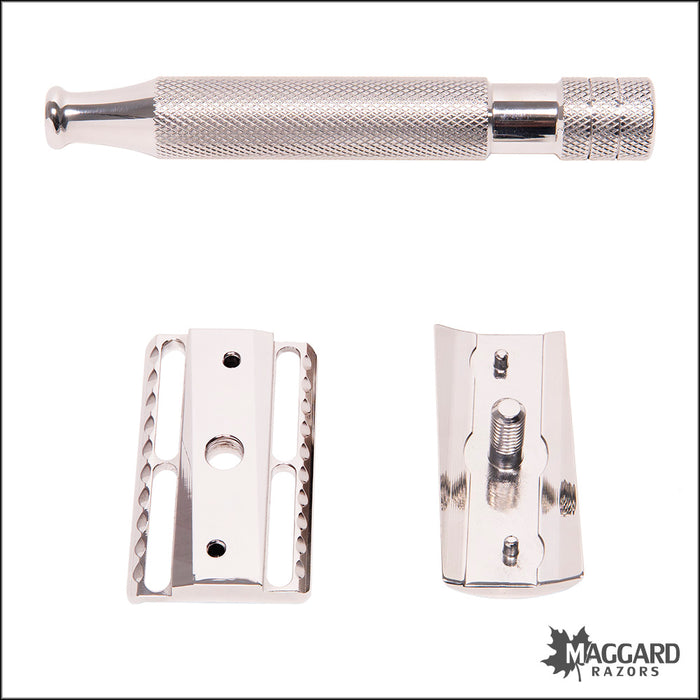 Above the Tie S1 Slant Stainless Steel Closed Comb DE Safety Razor with 90mm Handle, Polished Finish