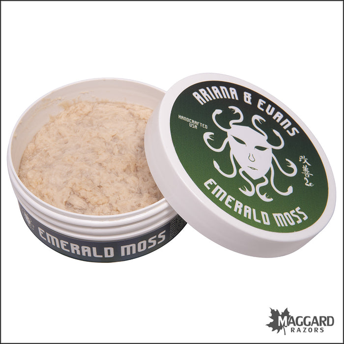 Ariana and Evans Emerald Moss Artisan Shaving Soap, 4oz - Kaizen 2e Base