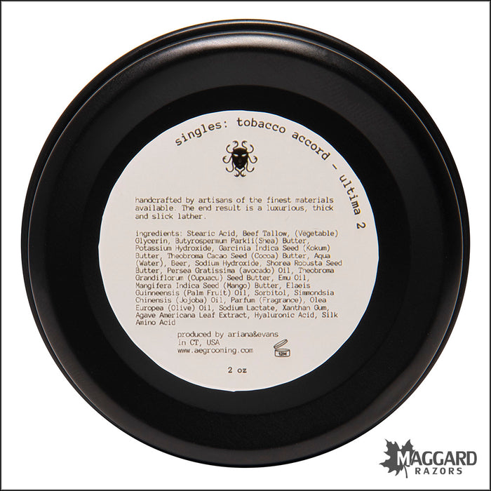 Ariana and Evans Tobacco Accord Shaving Soap, 2oz - Ultima 2 Base