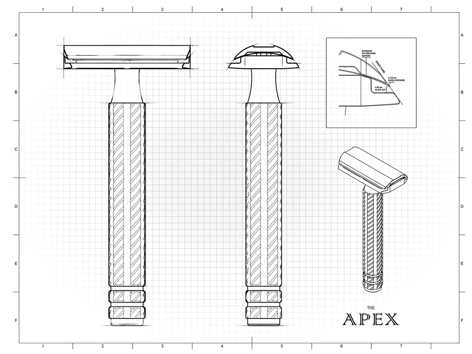 Aylsworth Razors The Apex Stainless Steel Closed Comb DE Safety Razor