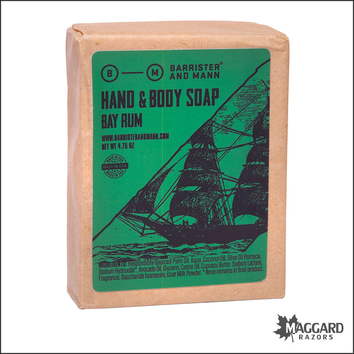 Barrister and Mann Bay Rum Hand and Body Soap, 4.75oz