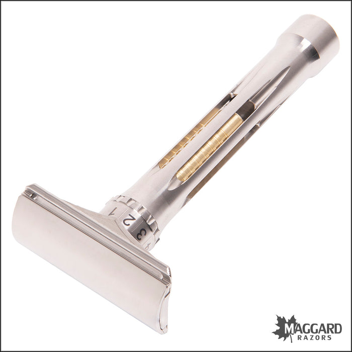 Blackland Razors Osprey Titanium Closed Comb DE Safety Razor with 85mm Handle, Machined Finish