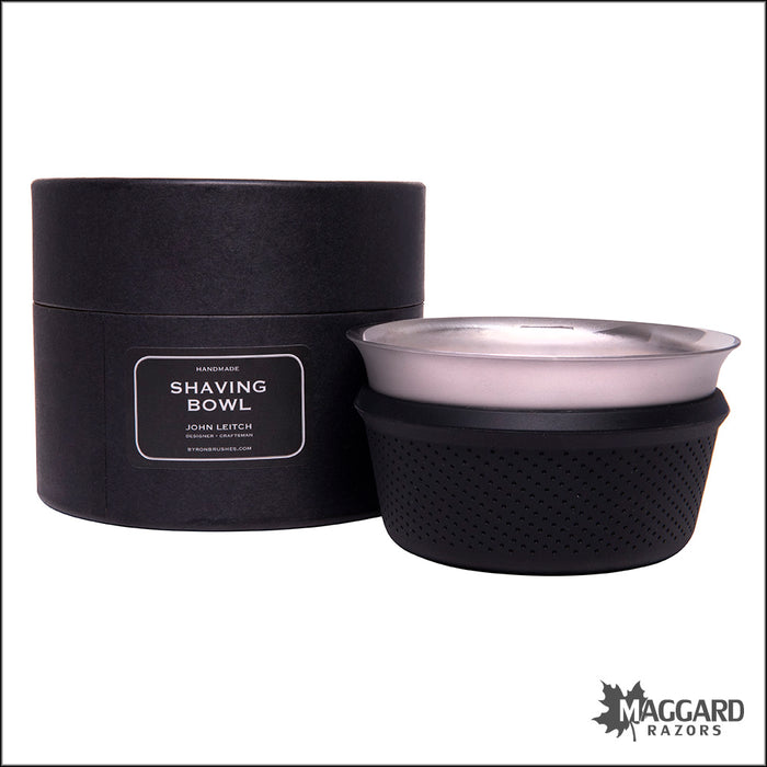 Byron Shaving Company Lather Genie Stainless Steel Lather Bowl with Silicone Comfort Grip