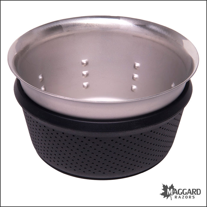 Byron Shaving Company Lather Genie Stainless Steel Lather Bowl with Silicone Comfort Grip