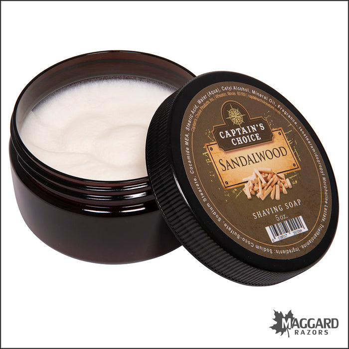 Captain's Choice Sandalwood Artisan Shaving Soap, 5oz