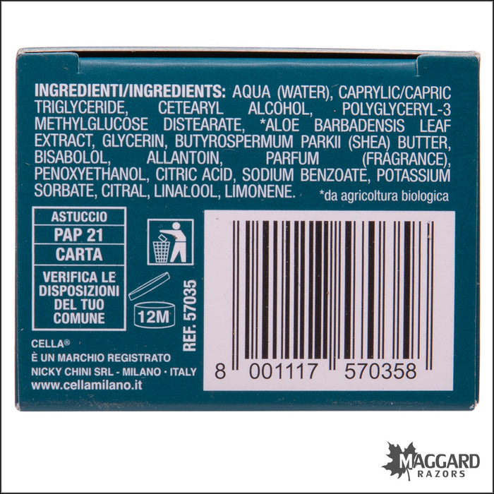Cella Milano Bio Organics Aloe Vera Aftershave Balm, 100ml Tube
