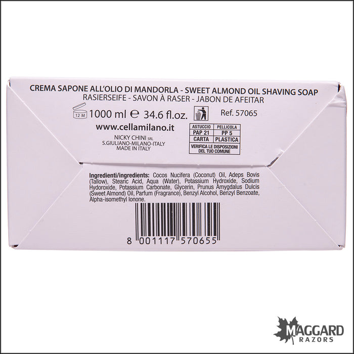Cella Milano Crema Sapone Shave Soap, 1kg Brick