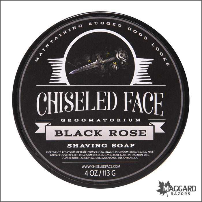 Chiseled Face Black Rose Tallow Shaving Soap, 4oz