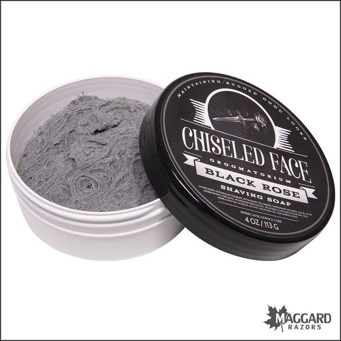 Chiseled Face Black Rose Tallow Shaving Soap, 4oz