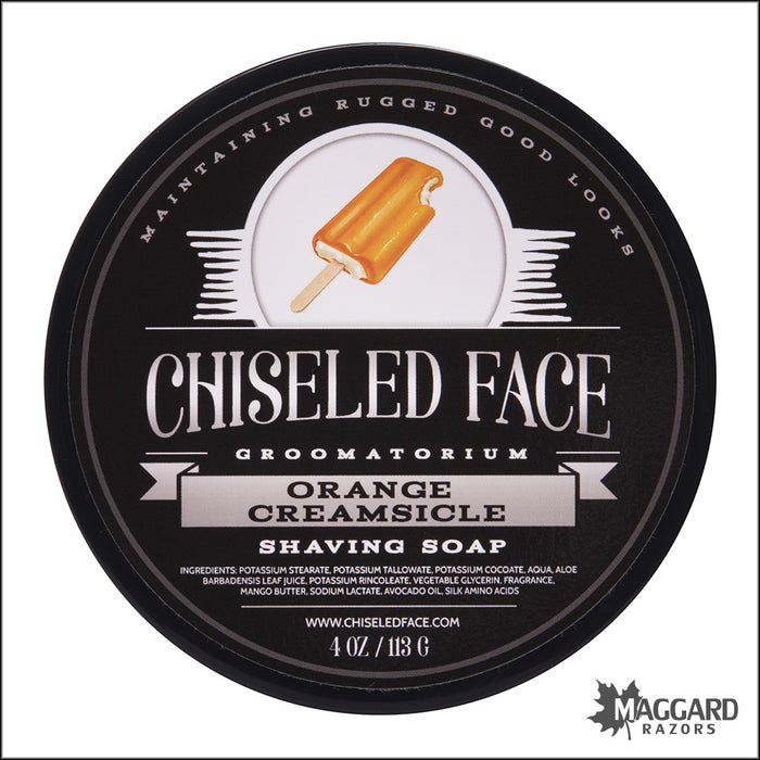 Chiseled Face Orange Creamsicle Tallow Shaving Soap, 4oz - with Menthol