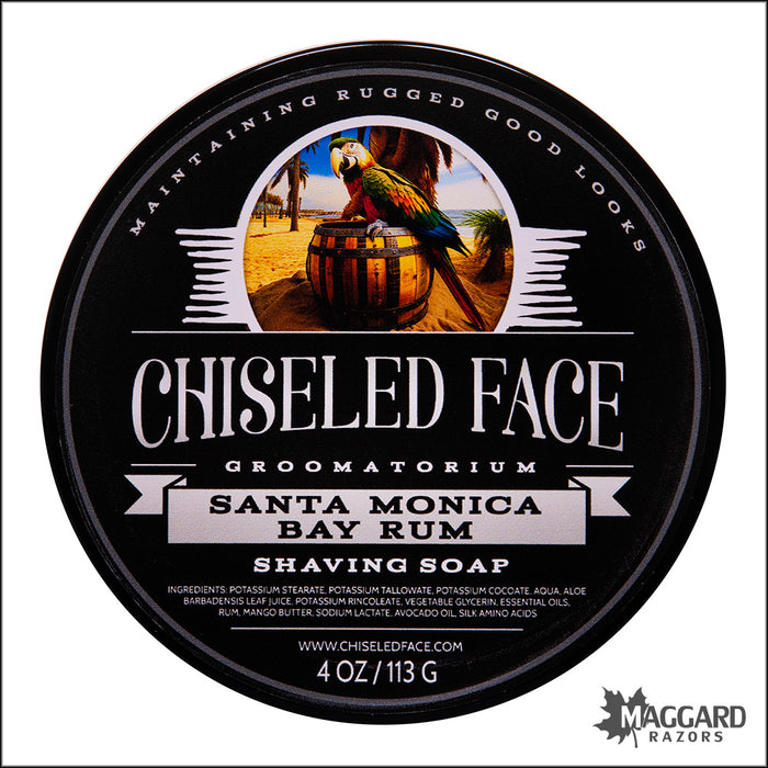 Chiseled Face Santa Monica Bay Rum Tallow Shaving Soap, 4oz