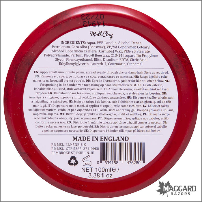Dapper Dan Matt Clay Hair Pomade Strong Hold, 100ml