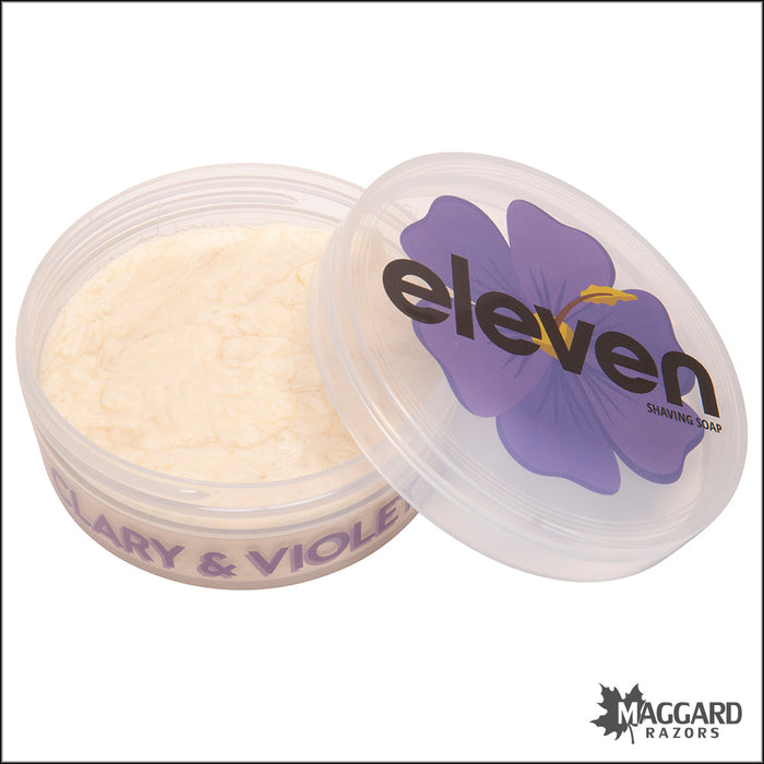 Eleven Shaving Clary Sage and Violet Artisan Shaving Soap with Tallow, 4oz - Julien Base