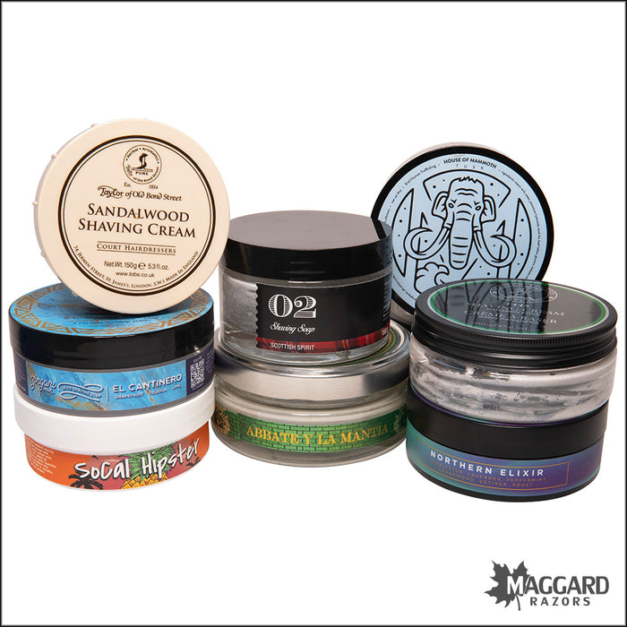 Empty Shaving Soap and Shaving Cream Containers in Various Sizes
