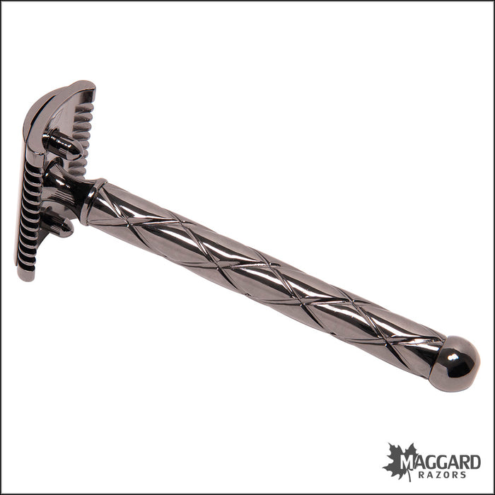 Fatip Retro Open Comb Black Nickel Finish DE Safety Razor, #42117