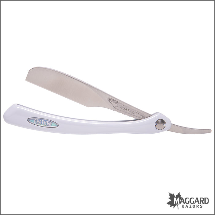 Feather Artist Club DX Folding Straight Razor Shavette, Pearl White Handle