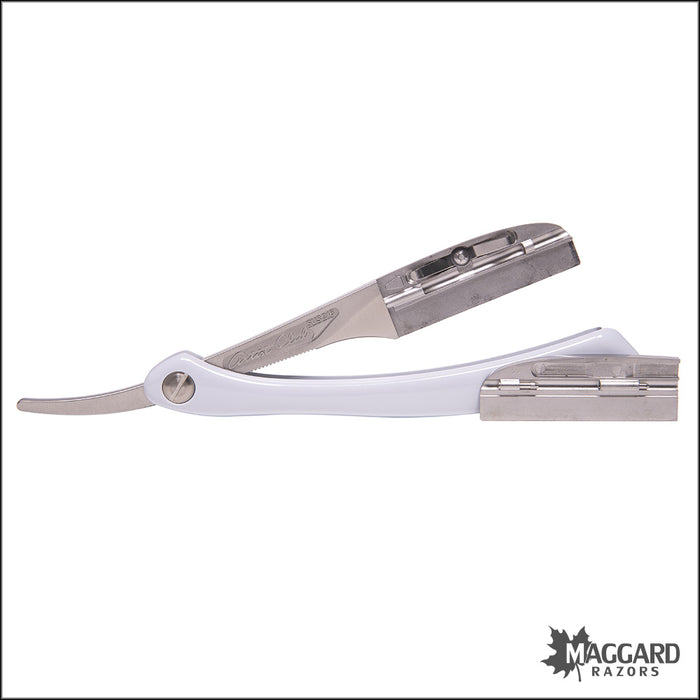 Feather Artist Club DX Folding Straight Razor Shavette, Pearl White Handle