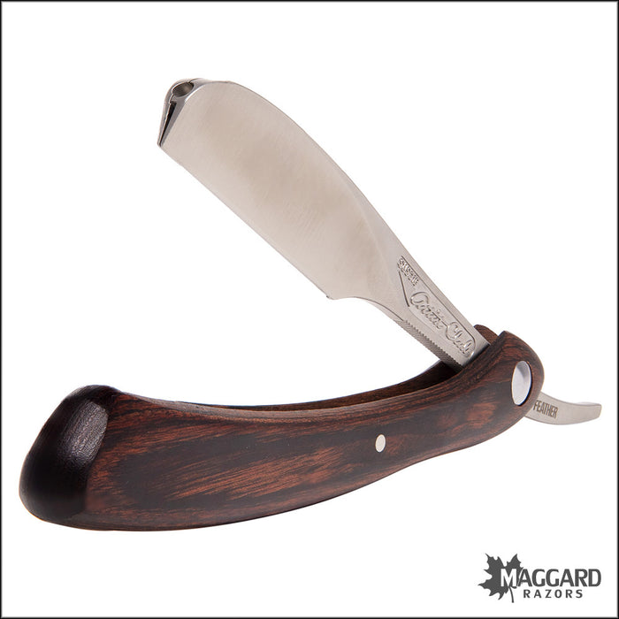 Feather Artist Club DX Folding Straight Razor Shavette, Wood Handle