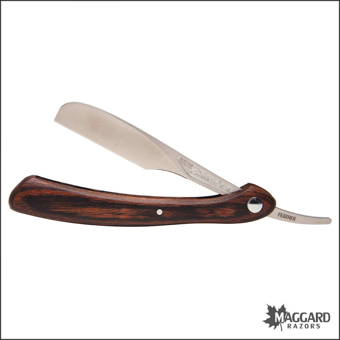 Feather Artist Club DX Folding Straight Razor Shavette, Wood Handle