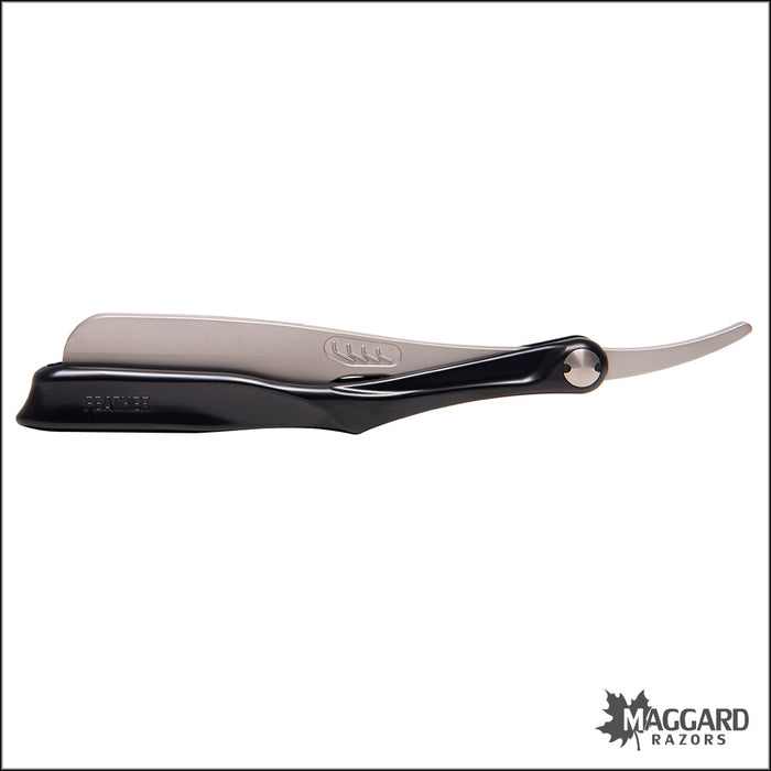 Feather Artist Club SS Folding Straight Razor Shavette, Black Handle