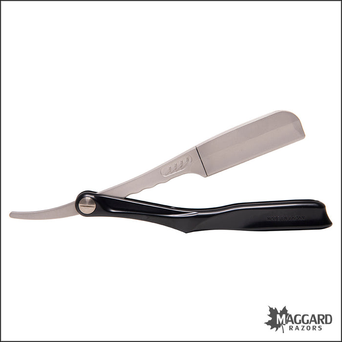 Feather Artist Club SS Folding Straight Razor Shavette, Black Handle