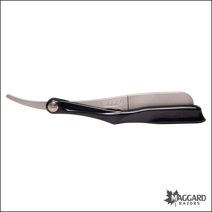 Feather Artist Club SS Folding Straight Razor Shavette, Black Handle