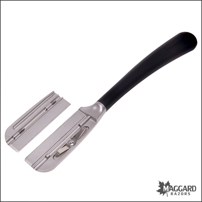 Feather Artist Club SS Kamisori Fixed Straight Razor Shavette, Black Handle