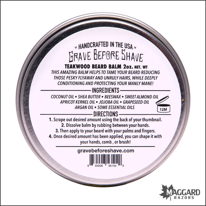Grave Before Shave Teakwood Beard Balm, 2oz