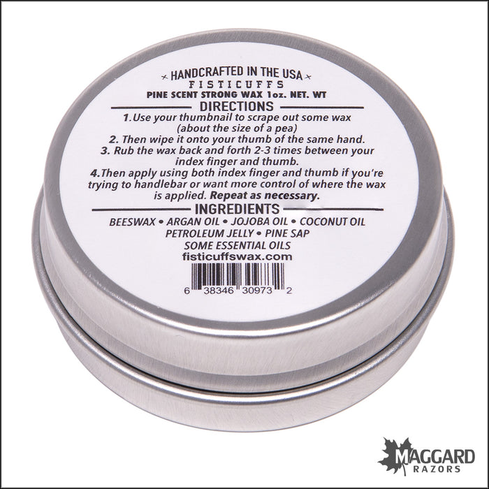 Fisticuffs Mustache Wax Strong Hold, 1oz Tin - Pine Scent