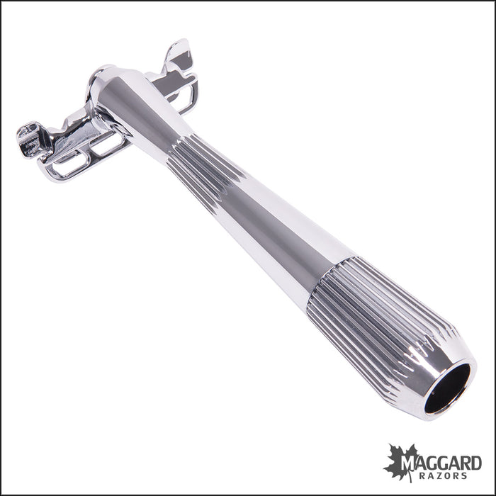 Leaf Thorn Single Edge Fixed Head Razor, with Starter Blades - Polished Chrome