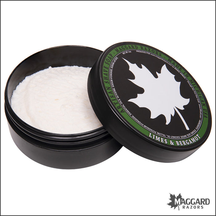Maggard Razors Limes and Bergamot Shave Soap with Tallow, 4oz