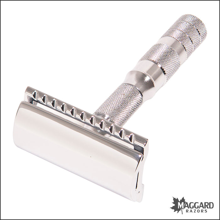 Merkur 933C Travel Set, Chrome 3 Piece Closed Comb DE Safety Razor with Leather Case