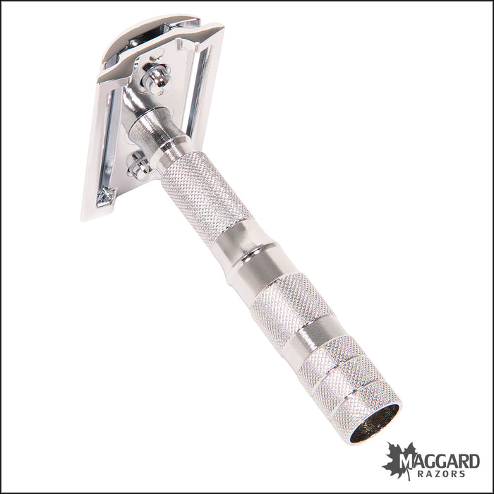 Merkur 933C Travel Set, Chrome 3 Piece Closed Comb DE Safety Razor with Leather Case