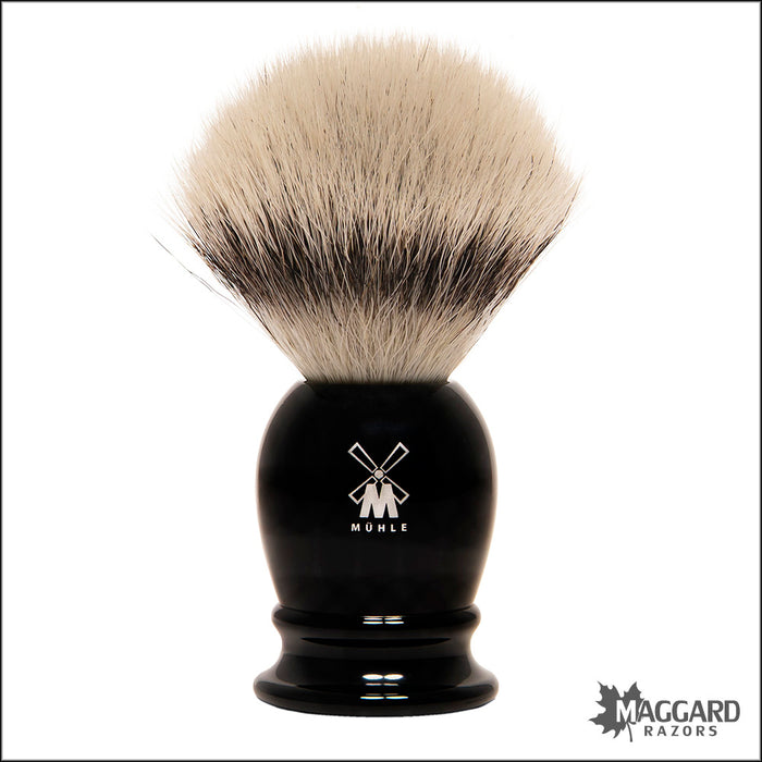 Muhle 39K256 Black Handle Modern Silvertip Fibre Synthetic Shaving Brush, 19mm