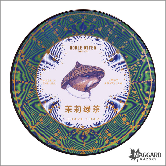 Noble Otter Soap Co. Jasmine Green Tea Shaving Soap, 4oz