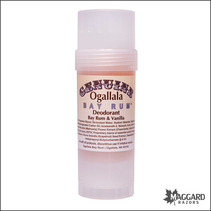 Ogallala Bay Rum and Vanilla Deodorant Stick, 2.5oz