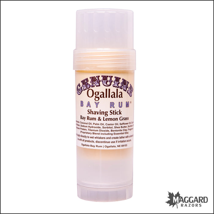 Ogallala Bay Rum and Lemon Grass Shaving Soap Stick, 2.5oz