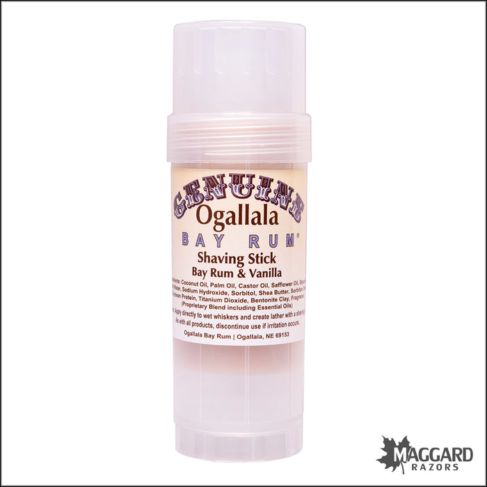 Ogallala Bay Rum and Vanilla Shaving Soap Stick, 2.5oz
