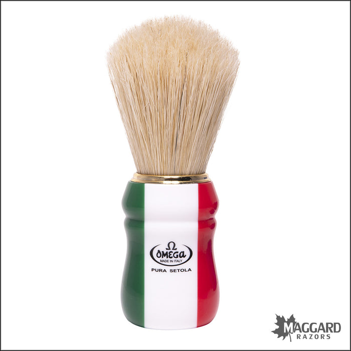 Omega Model 21762 Italian Flag Handle Professional Boar Shaving Brush, Resin Handle