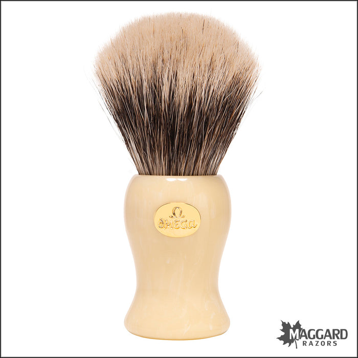 Omega Model 6213 Ivory Handle Super Badger Shaving Brush, 27mm