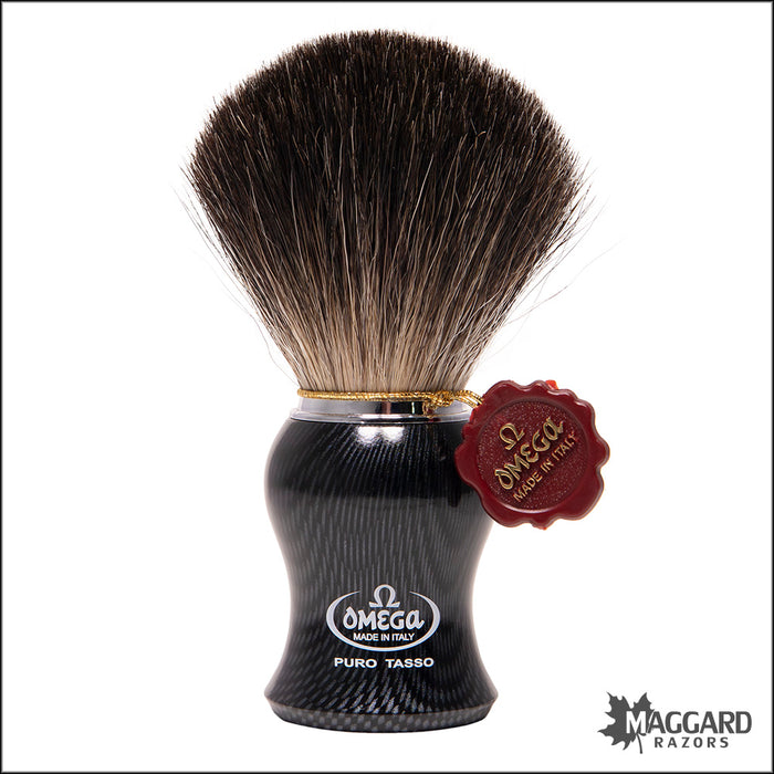 Omega Model 6650 Carbon Fiber Acrylic Handle Black Badger Shaving Brush, 24mm
