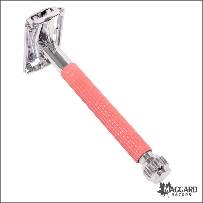 Parker 29L Pink Handle TTO Long Handled DE Safety Razor