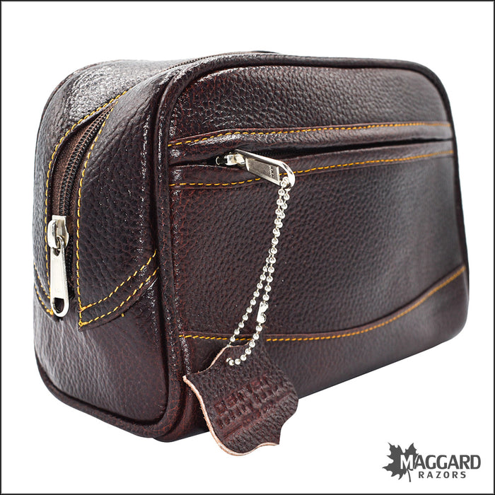 Parker Deluxe Leather Travel Shaving Bag, Large