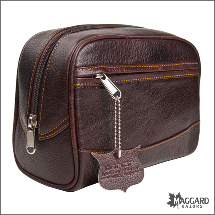 Parker Deluxe Leather Travel Shaving Bag, Large
