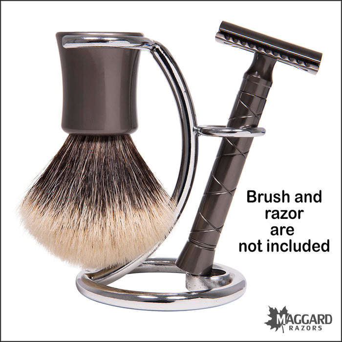 Parker Chrome Stand for Shaving Brush and Double Edge Safety Razor