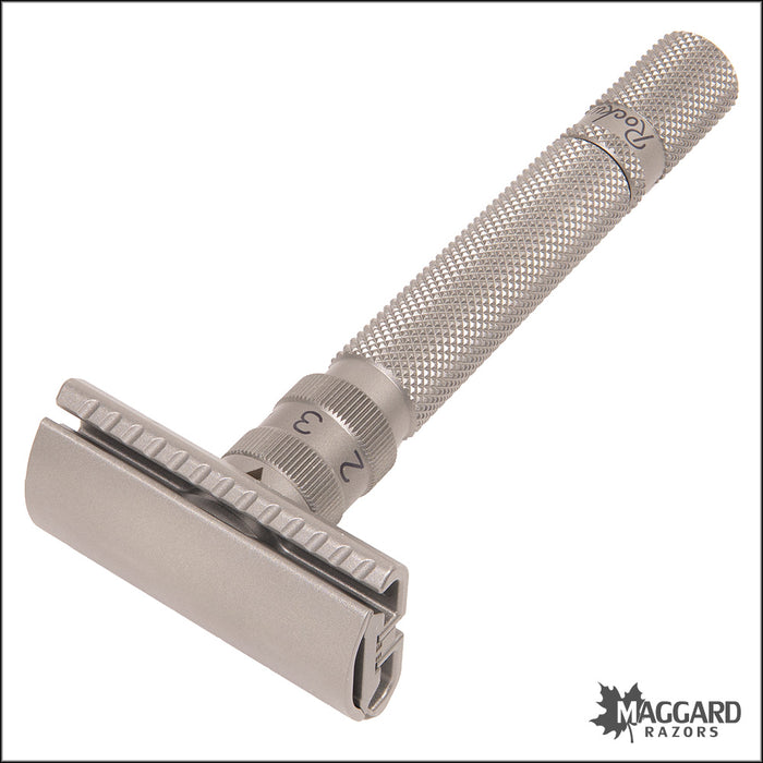 Rockwell Razors SETPOINT™ Adjustable 2-Piece Machined DE Safety Razor, 316L Stainless Steel