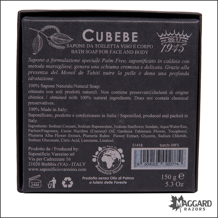 Saponificio Varesino Cubebe Artisan Bath Soap, 150g