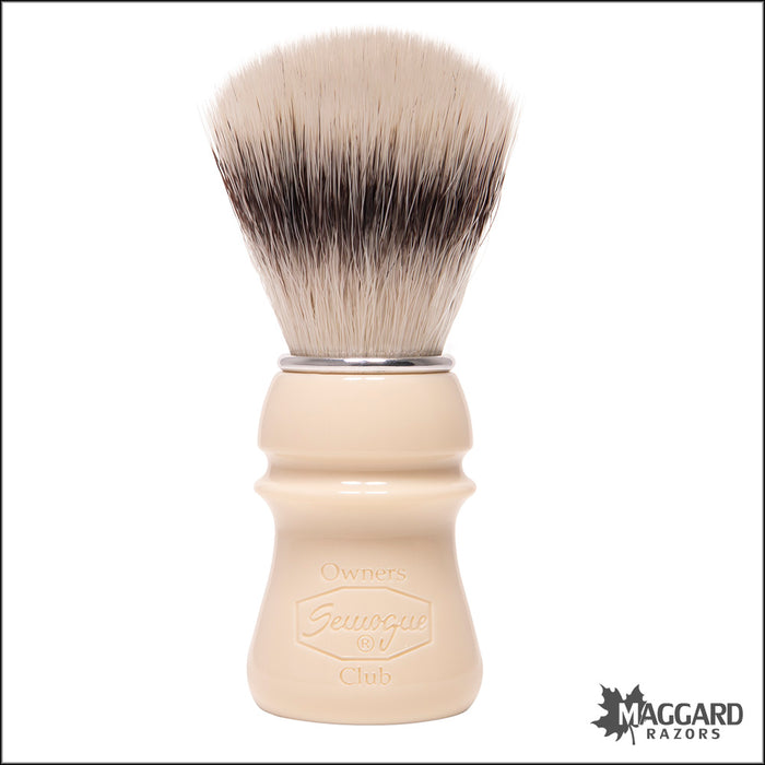 Semogue Owners Club C5 Synthetic Sylver Shaving Brush, Ivory Resin Handle, 24mm
