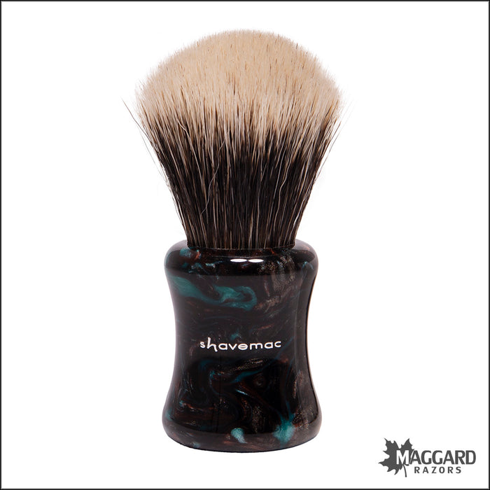 Shavemac 386-060-22 Black Peacock Handle Silvertip D01 2-Band Badger Shaving Brush, 22mm Fan